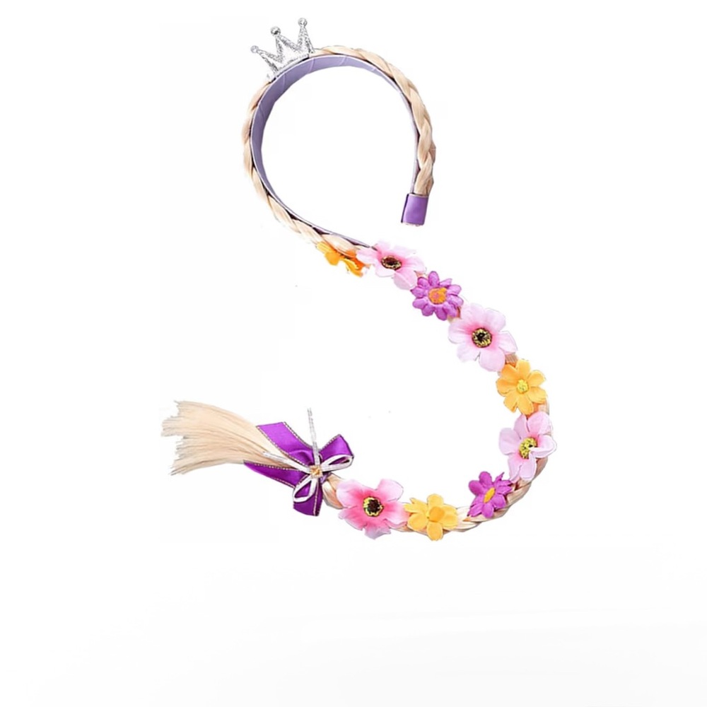 Floral Princess Headband with Braid - Purple and Yellow Wigs for Girl Cosplay